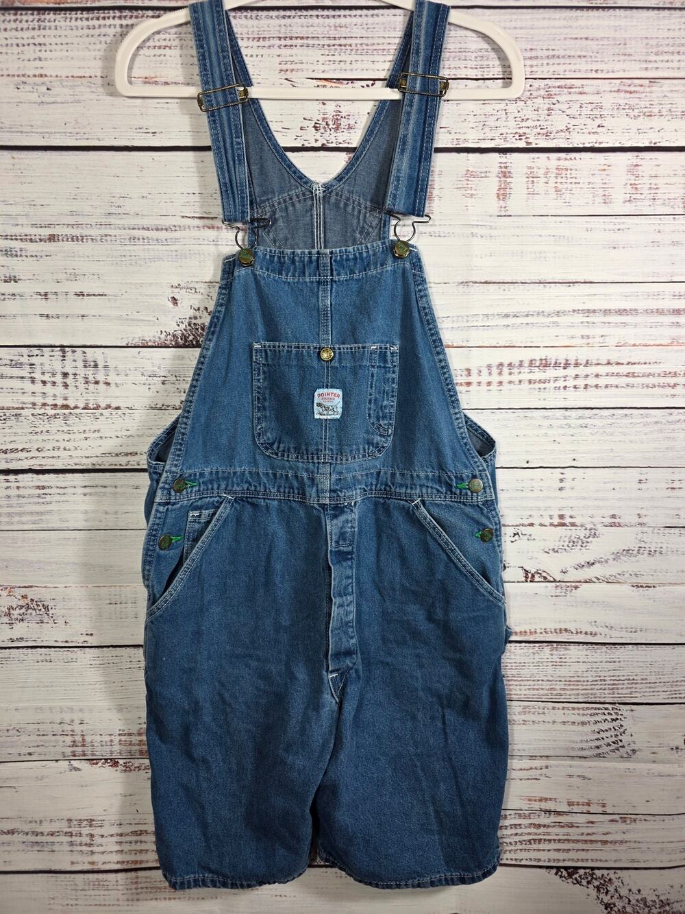 Pointer Brand Denim Bib Overalls Shorts Mens size 34 Vintage Workwear Made USA